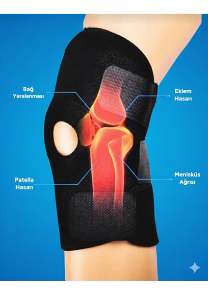 Patella Destekli Dizlik, Menisküs, Ağrı Giderir, Koruma Sağlar, Sıvı Kaybı, Bağ Zedelenmesi, Artrit Standart Beden fırsatları