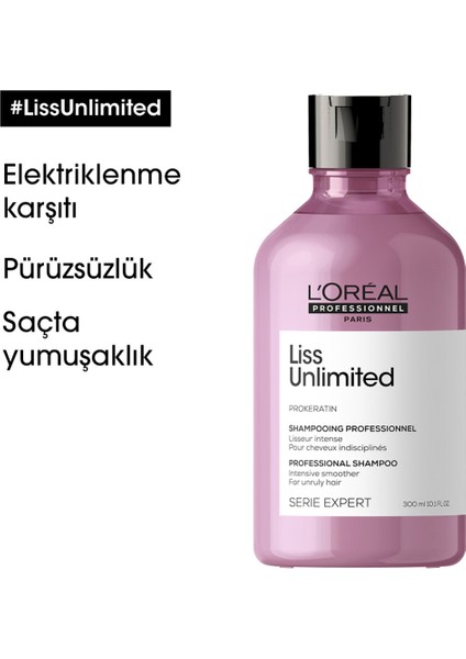 L'oreal Professionnel Serie Expert Liss Unlimited Elektriklenme Karşıtı ve Yumuşaklık Veren Şampuan 300 ml