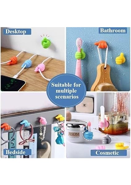 20’li Başparmak Tasarımlı Yapışkan Duvar Kancası – Kendinden Yapışkanlı Silikon Kablo ve Anahtar Askısı, Sevimli ve Pratik Askı Kancaları, Cam, Ahşap, Metal Yüzeyler Için Uygun modelleri
