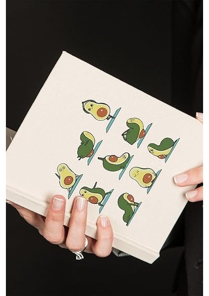 Avokado Tasarımlı Yoga Eğitmenine 100 Yaprak (200 Sayfa) Çizgisiz Kanvas Defter modelleri