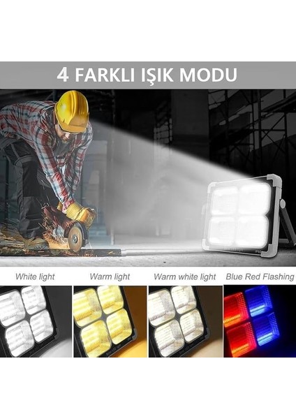 Solar LED Projektör Gri Renk Cata 200W Güneş Enerjili Portatif LED Işık Taşınabilir Sokak Aydınlatması modelleri