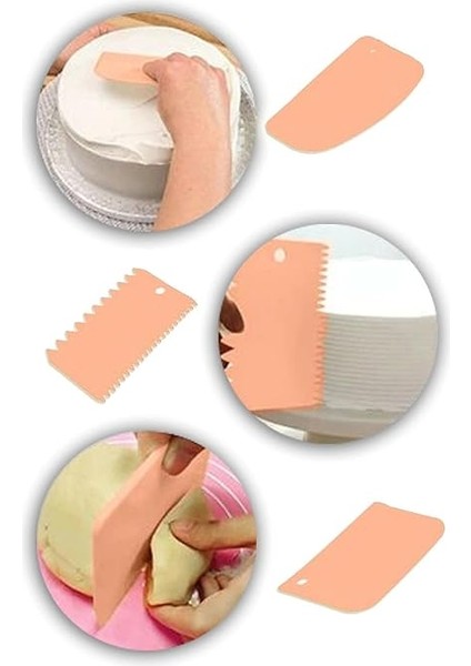 Home 3'lü Hamur Kesici,pasta Düzeltici,hamur Porsiyonlayıcı,hamur Kesmek ve Dekorasyonu Için Plastik 3lü Set fırsatları