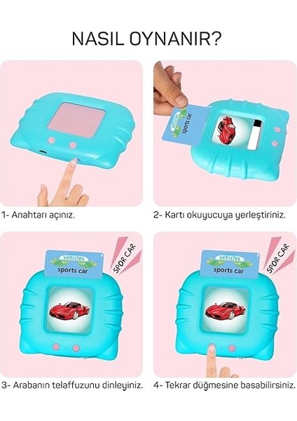 Öğrenim Kartları -Ingilizce Konuşan Sesli Flash Kartlar 112 Kart 224 Görsel Mavi fiyatları