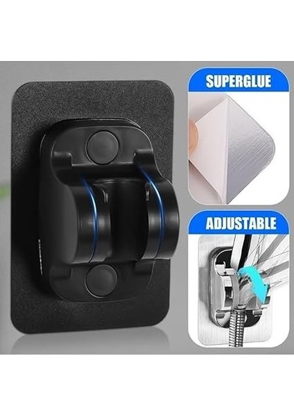 Duş Başlığı Tutucu, Tepe ve El Duşu Sabitleme Aparatı, Yapışkanlı Montaj, Fayansa Yapıştırılabilir, Dayanıklı ve Ayarlanabilir Tasarım (Siyah) indirimleri