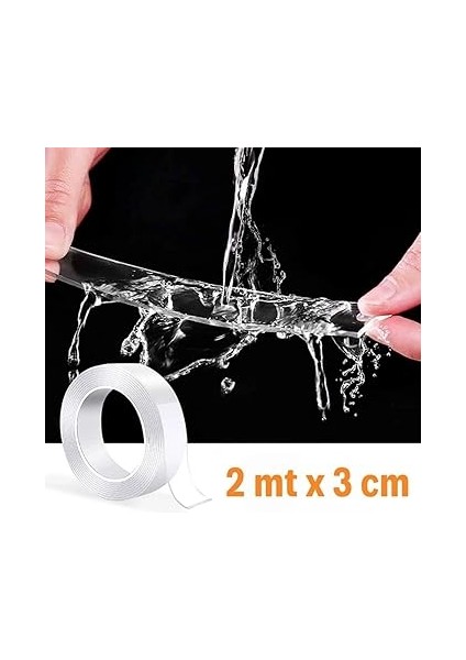 Güçlü Çift Taraflı 2 mt x 3 cm Çift Taraflı Nano Bant (4172) indirimleri