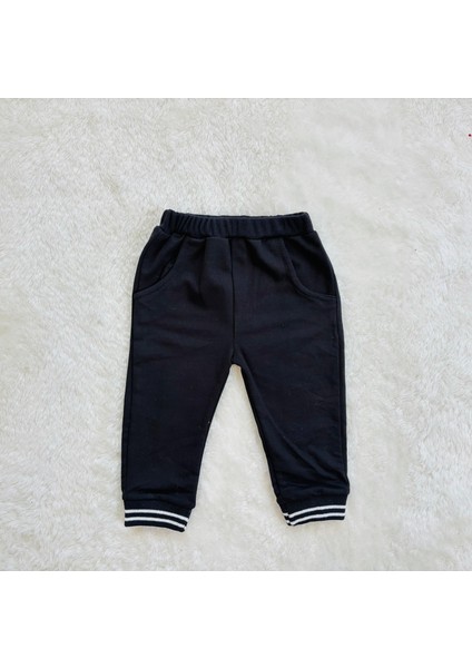 Erkek Çocuk Şerit Kol Detaylı Kapüşonlu Şişme Yelekli 3’lü Kombin Takım – Siyah Beyaz