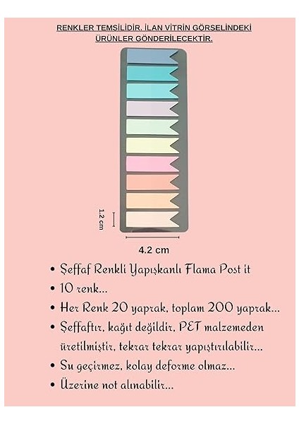 Sticky Notes Şeffaf Renkli Yapışkan Not Kağıtları Flama fiyatları