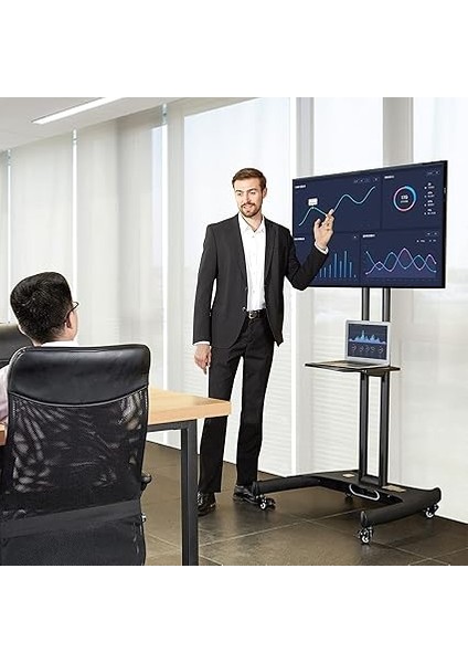 Bayou Nb AVA1500-60-1P LCD LED OLED Plazma Düz Panel Ekranlar Için 32-75 Inch Tuv Sertifikalı Tekerlekli Profosyonel Tv Sehpası fiyatları