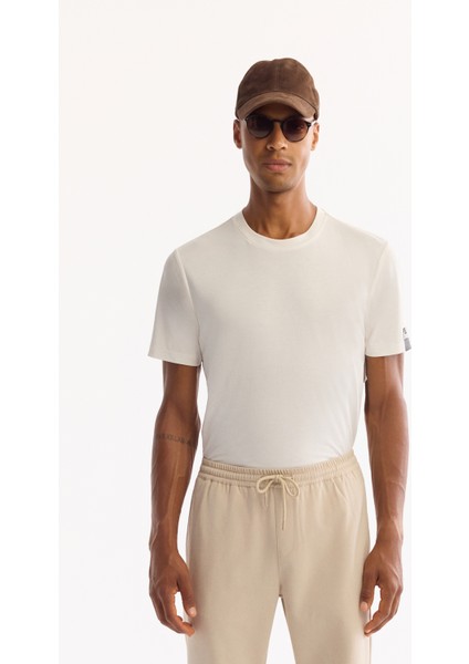 Erkek Bej Beli Lastikli Bağcıklı Duble Paça Jogger Relaxed Fit Pantolon E003000