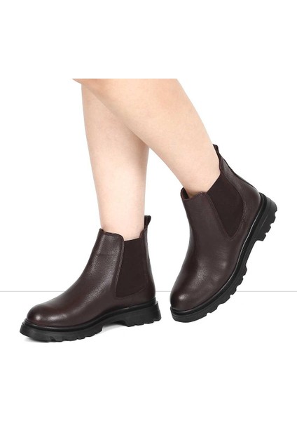 Kadın Kahverengi Deri Chelsea Bot