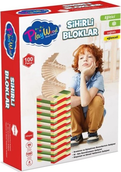 Ahşap Oyun Sihirli Bloklar Eğitici Öğretici Oyuncak 100 Parça