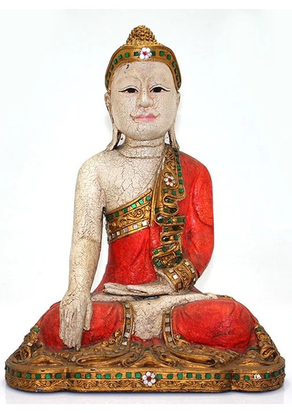 Ahşap Oturan Buda Figürü 2/9