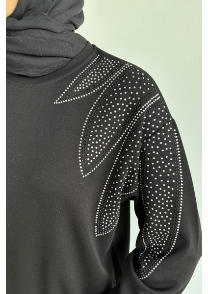 Bisiklet Yaka Taş Işlemeli Tunik Bel Lastikli Pantolon Tesettür Ikili Takım P-00019653 fırsatları