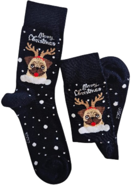 Yılbaşı Temalı Bug Köpek Desenli Soketçorap Unısex