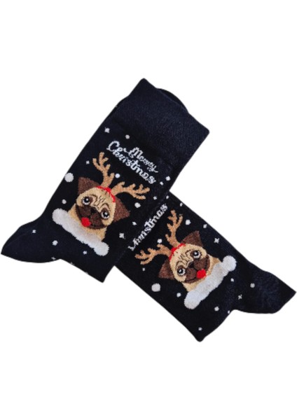 Yılbaşı Temalı Bug Köpek Desenli Soketçorap Unısex