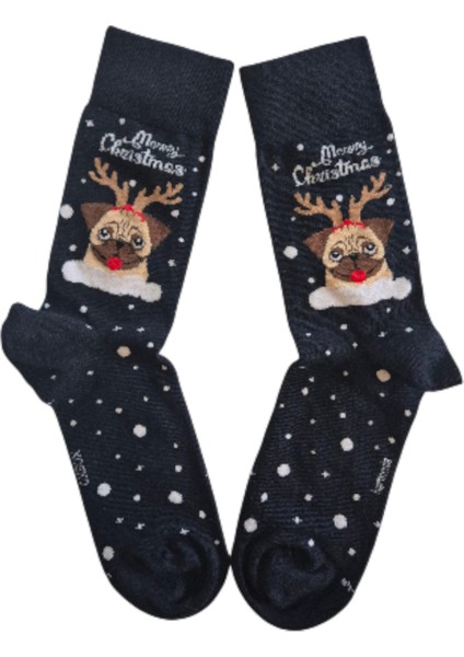 Yılbaşı Temalı Bug Köpek Desenli Soketçorap Unısex