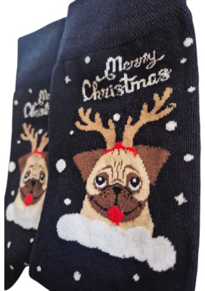 Yılbaşı Temalı Bug Köpek Desenli Soketçorap Unısex