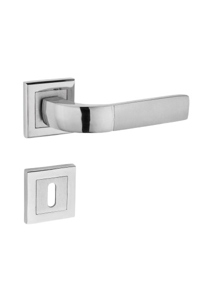 Nergis Kol Kare Rozetli Nikel Saten Oda Kapı Kolu