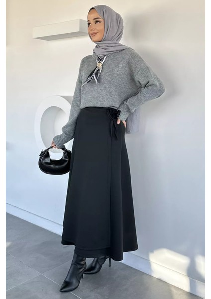 Bel Bağlama Detaylı Kiloş Scuba Tesettür Etek P-00019656 fiyatları
