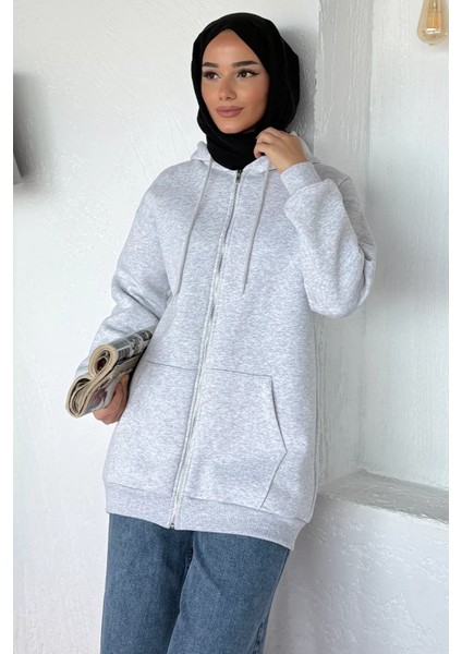 Kapüşonlu Şardonlu Tesettür Sweatshirt P-00019654