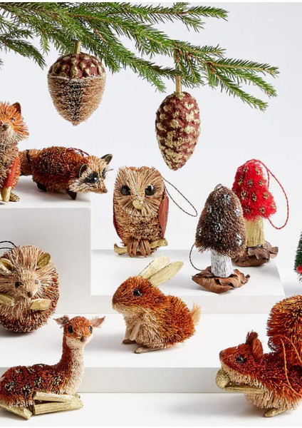 Woodland Buri Christmas Ornaments Set 12 El Yapımı Orman Süsleri