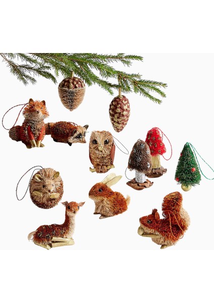 Woodland Buri Christmas Ornaments Set 12 El Yapımı Orman Süsleri fiyatları
