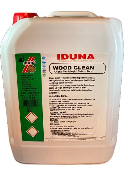 Wood Clean Antistatik Etkili Sabun Bazlı Ahşap Temizleme Ürünü 5 L