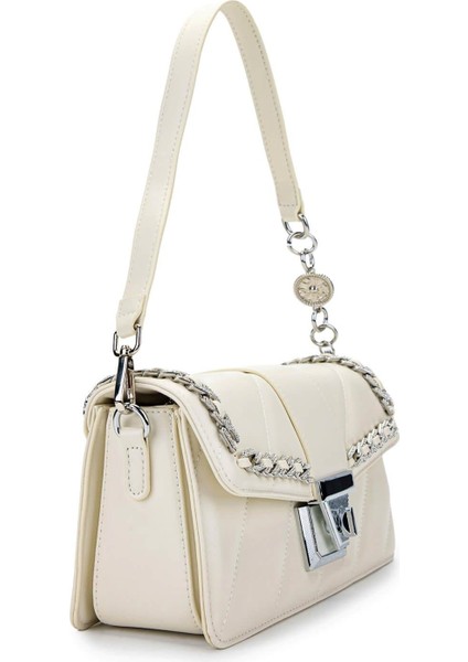 C1002 Kadın Taşlı Omuz Çantası Beyaz fiyatları