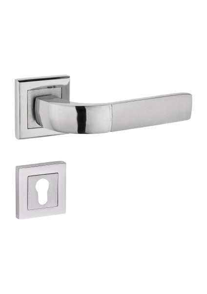 Nergis Kol Kare Rozetli Nikel Saten Yale Kapı Kolu