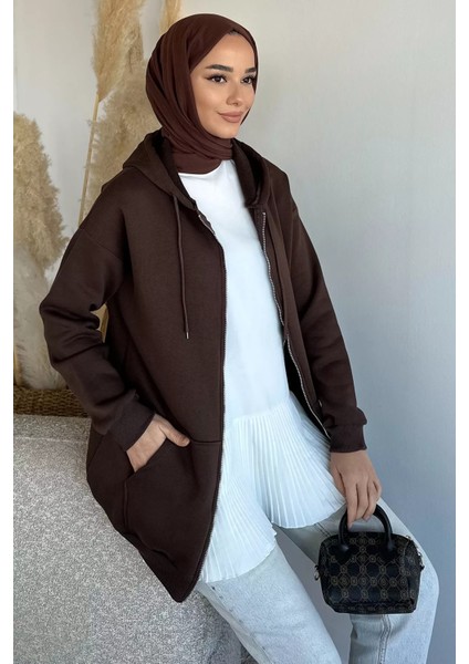 Kapüşonlu Şardonlu Tesettür Sweatshirt P-00019654 modelleri