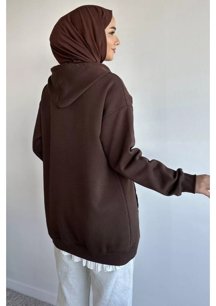 Kapüşonlu Şardonlu Tesettür Sweatshirt P-00019654 fırsatları
