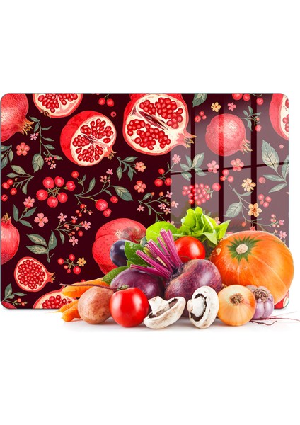 Cam Kesme Tahtası ve Sunumluk Nar Desenli 20 x 30 cm