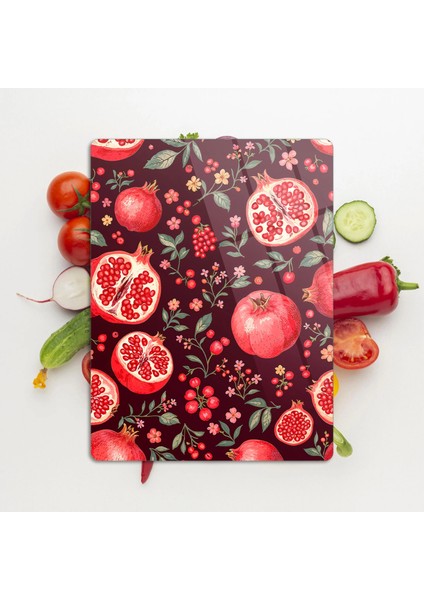 Cam Kesme Tahtası ve Sunumluk Nar Desenli 20 x 30 cm modelleri