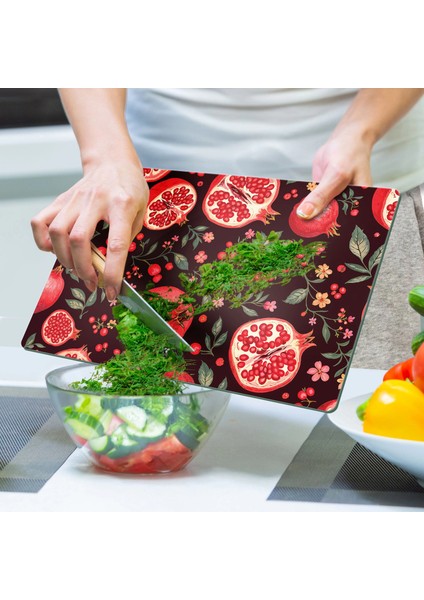 Cam Kesme Tahtası ve Sunumluk Nar Desenli 20 x 30 cm indirimleri