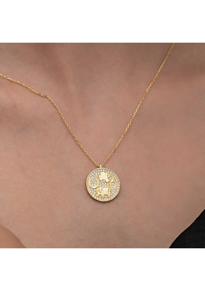 925 Ayar Gümüş Gold Fil Motifli Şans Kadın Kolye T8331 (944944) modelleri