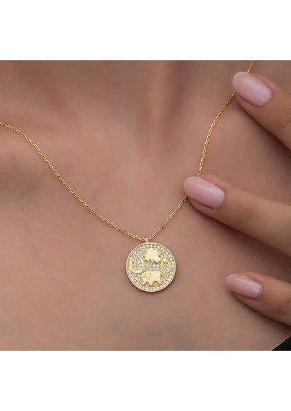 925 Ayar Gümüş Gold Fil Motifli Şans Kadın Kolye T8331 (944944) fırsatları