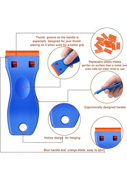Plastik Jilet Kazıyıcı, 100 Adet Plastik Bıçaklı 4 Adet Kazıyıcı Alet, Çift Taraflı Jilet Kazıyıcı Temizleme Sökücü (Yurt Dışından) fiyatları