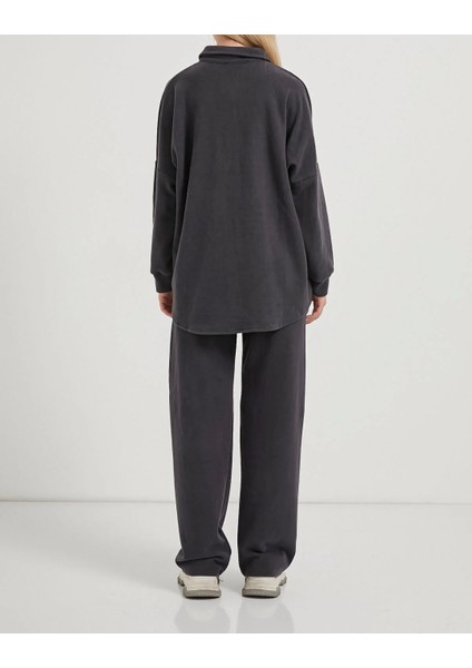 Kadın Oversize Kalıp Selanik Kumaş Gömlek Pantolon Üst Kalite Alt Üst Ikili Takım fırsatları