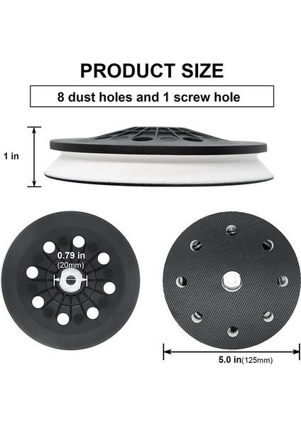 Zımpara Pedi Yedek Parçası, D125 (5 Inç), Yumuşak, 8 Delik, Festool Ets Ec 125, Lex 125 Eq Sande ile Uyumlu (Yurt Dışından) modelleri