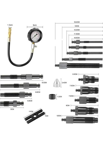 013-KK1123 Dizel Motor Kompresyon Test Kiti Cihazı 17 Parça