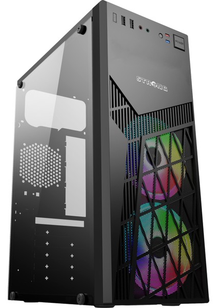 Glave 2x 120MM Rainbow Fanlı 450W Psu Atx Mesh Gaming Bilgisayar Kasası