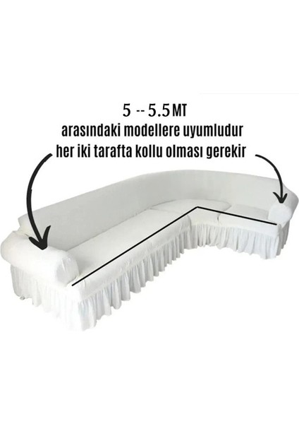 Jakarli Şal Desen 7 Kişilik L Köşe Koltuk Örtüsü, Esnek Koltuk Kılıfı, Osmanlı Desen (550CM) modelleri