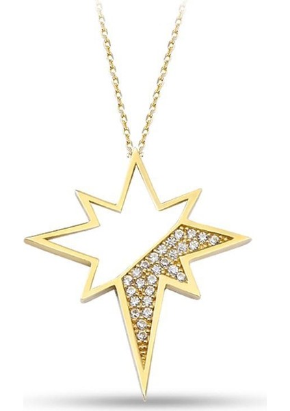 14 Ayar Altın Taşlı Kutup Yıldızı Kolye