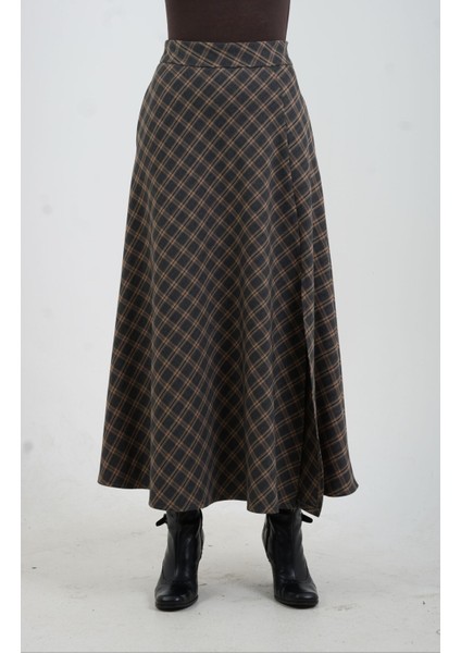 Füme Ekoseli Yırtmaçlı Etek fırsatları