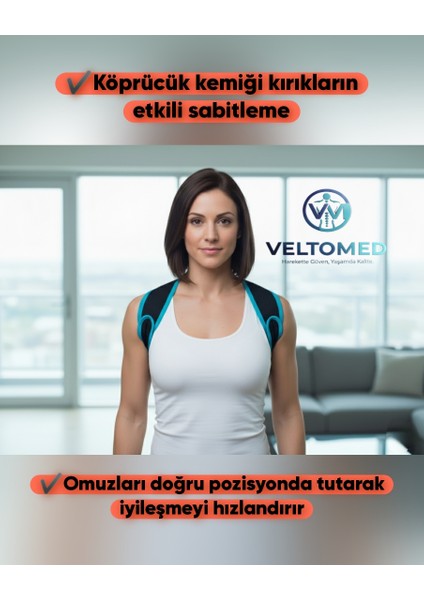 Klavikula Bandajı Köprücük Kemiği Kırığı Omuz ve Duruş Destek Bandajı Ortopedik Postür Sabitleyici