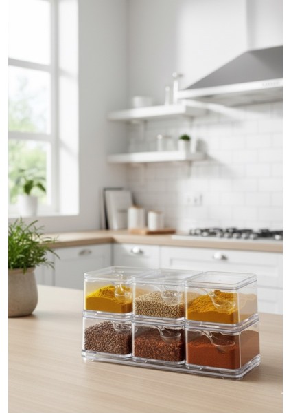 6 Lı Düzenleyici Kaşıklı Baharatlık Çok Amaçlı Şeffaf Organizer fiyatları