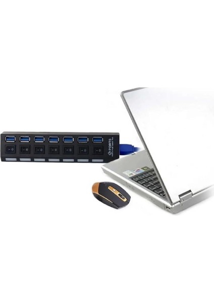 5258 7 Port USB 3.0 ve USB 2.0 Hub Anahtarlı Çoklayıcı Çoğaltıcı Switch fırsatları