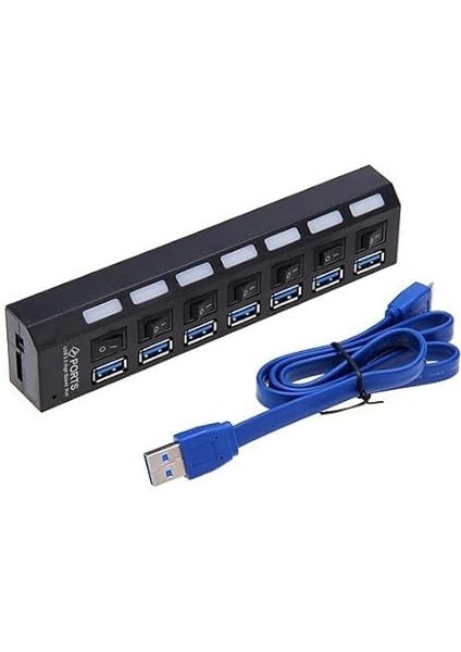 5258 7 Port USB 3.0 ve USB 2.0 Hub Anahtarlı Çoklayıcı Çoğaltıcı Switch indirimleri