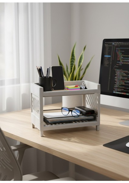 Banyo Mutfak Dolap Içi Düzenleyici Raf Organizer 2 Katlı Beyaz fiyatları