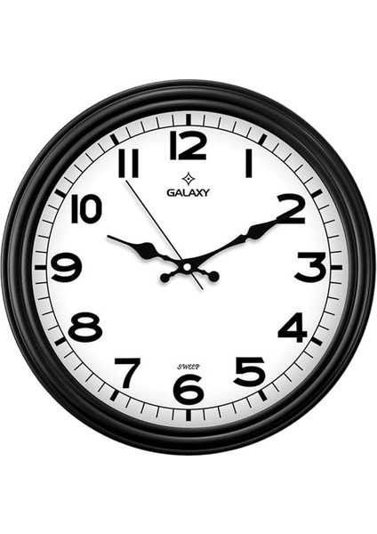 D-200-K Klasik Kadran Siyah Renk Sessiz Akar 30 cm Duvar Saati